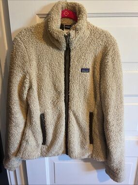 Patagonia Cream Sherpa Fleece Jacket with Dark Trim